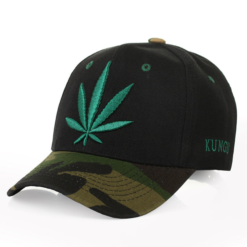 Simple Green Hemp Leaf Men And Women Baseball Caps